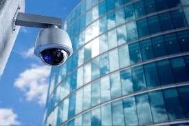 Modern building with CCTV